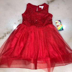 NWT Nannette Baby Red Sequin Tulle Sleeveless Dress
